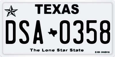 TX license plate DSA0358