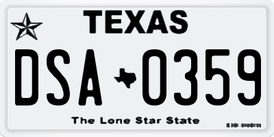 TX license plate DSA0359