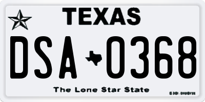 TX license plate DSA0368