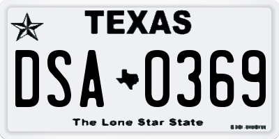 TX license plate DSA0369