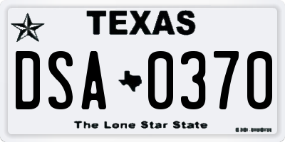 TX license plate DSA0370