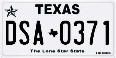 TX license plate DSA0371