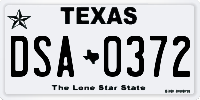 TX license plate DSA0372