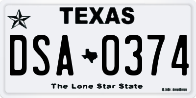TX license plate DSA0374