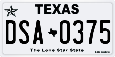 TX license plate DSA0375
