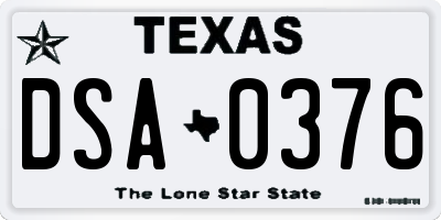 TX license plate DSA0376