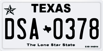 TX license plate DSA0378