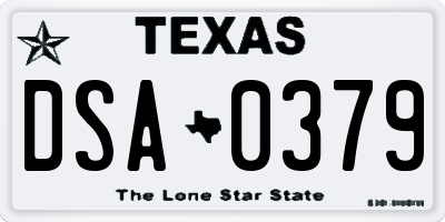 TX license plate DSA0379