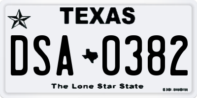 TX license plate DSA0382