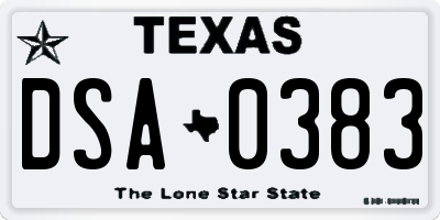 TX license plate DSA0383