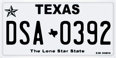 TX license plate DSA0392