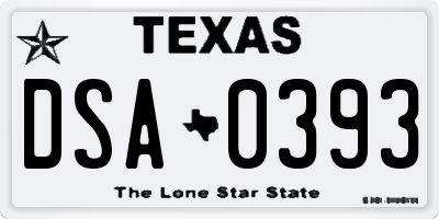 TX license plate DSA0393