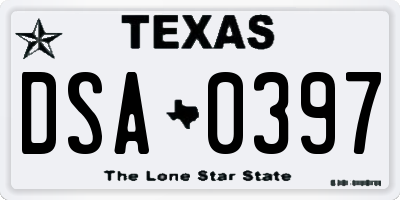 TX license plate DSA0397