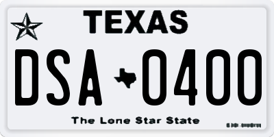 TX license plate DSA0400