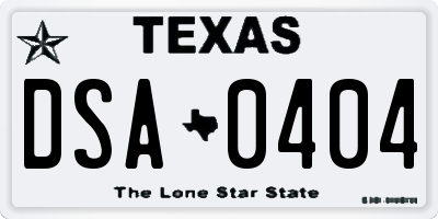 TX license plate DSA0404