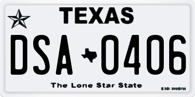 TX license plate DSA0406