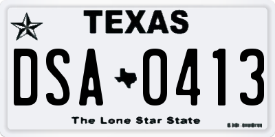 TX license plate DSA0413