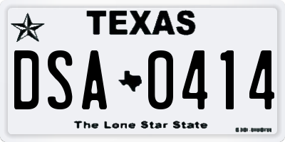 TX license plate DSA0414