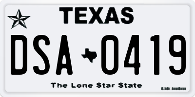 TX license plate DSA0419