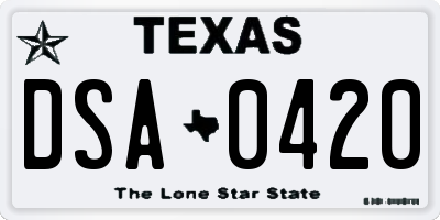 TX license plate DSA0420