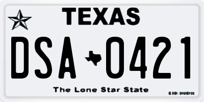 TX license plate DSA0421