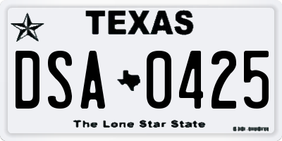 TX license plate DSA0425