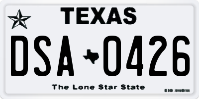 TX license plate DSA0426