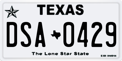 TX license plate DSA0429