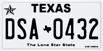 TX license plate DSA0432