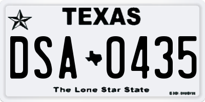 TX license plate DSA0435