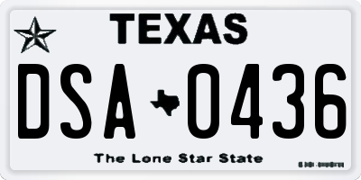 TX license plate DSA0436