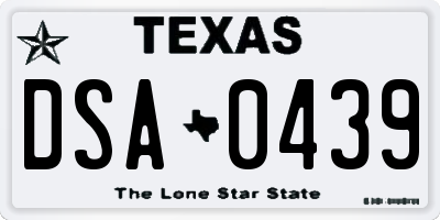 TX license plate DSA0439