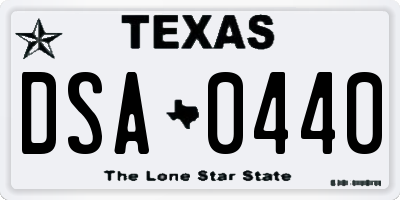 TX license plate DSA0440