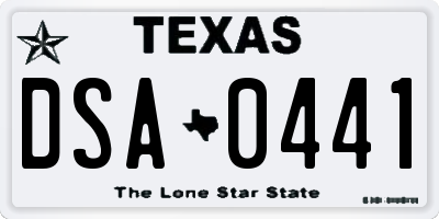 TX license plate DSA0441