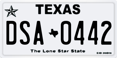 TX license plate DSA0442
