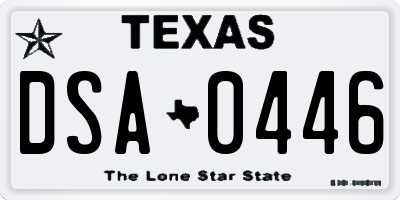 TX license plate DSA0446