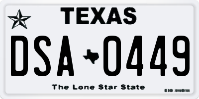TX license plate DSA0449