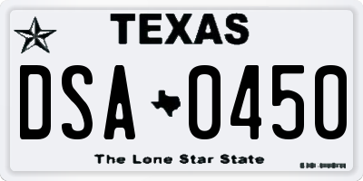 TX license plate DSA0450