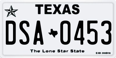 TX license plate DSA0453