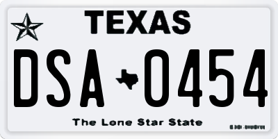 TX license plate DSA0454
