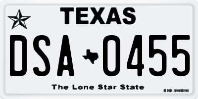 TX license plate DSA0455