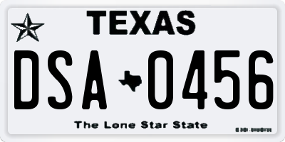 TX license plate DSA0456