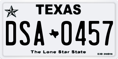 TX license plate DSA0457