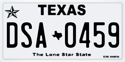 TX license plate DSA0459