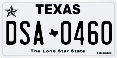TX license plate DSA0460