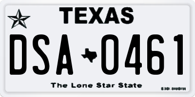 TX license plate DSA0461