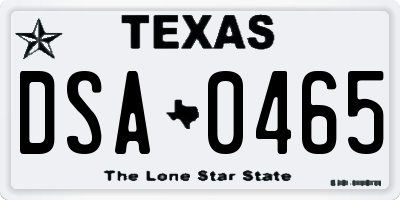 TX license plate DSA0465