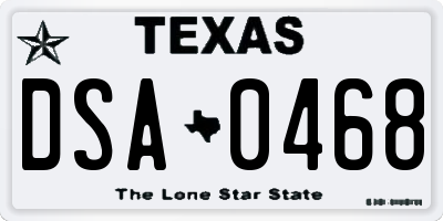 TX license plate DSA0468