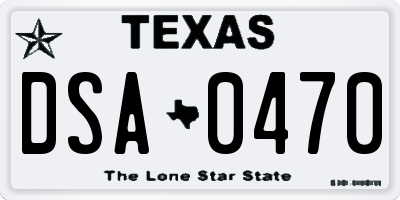 TX license plate DSA0470