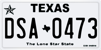 TX license plate DSA0473